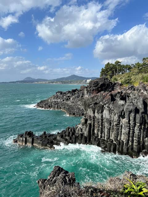Jeju Island coastal cliffs and ocean